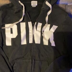 PINK Victoria's Secret Black Hoodie with White Logo